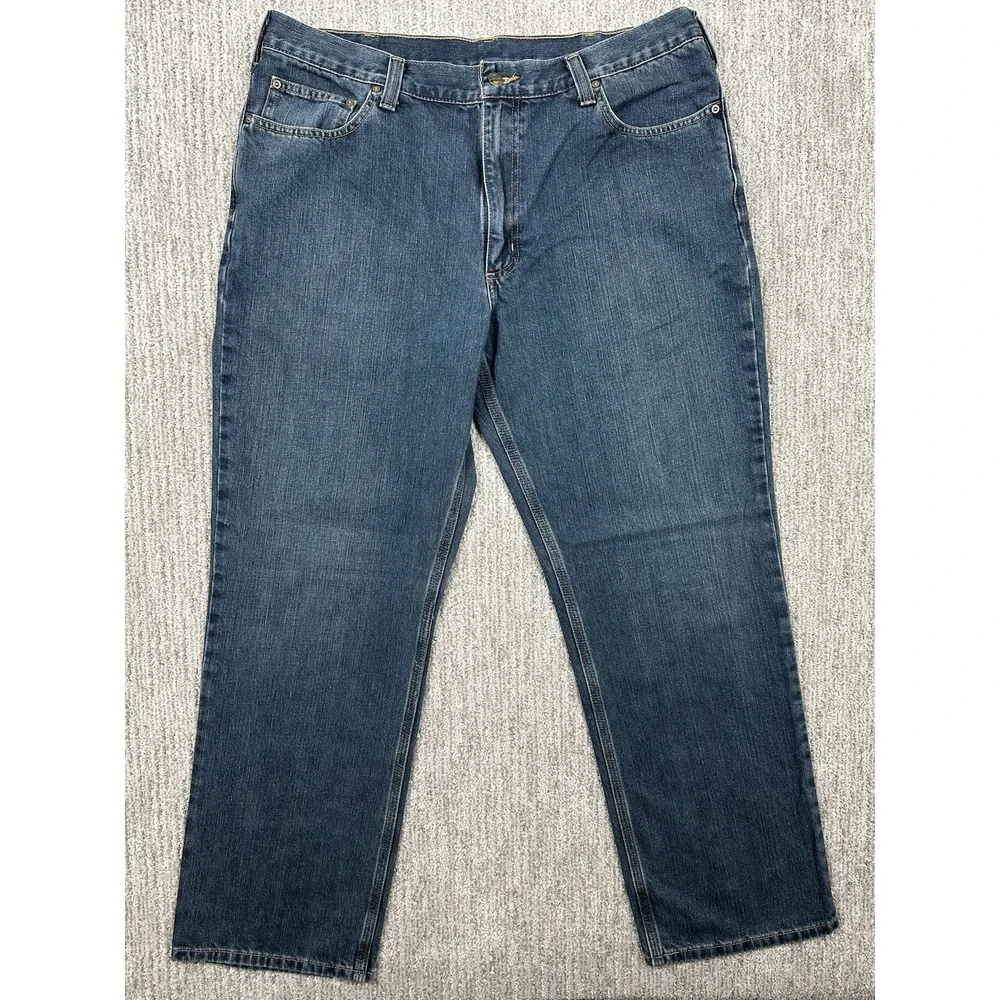 Carhartt Jeans Mens 38x32 Blue Medium Wash Relaxed Fit Straight Denim Pants